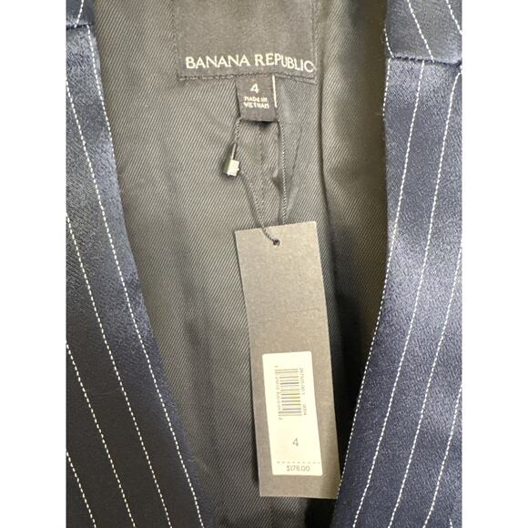 NWT Banana Republic Navy Pinstripe one button dressy Blazer Spring 2018 size 4 - Picture 10 of 15